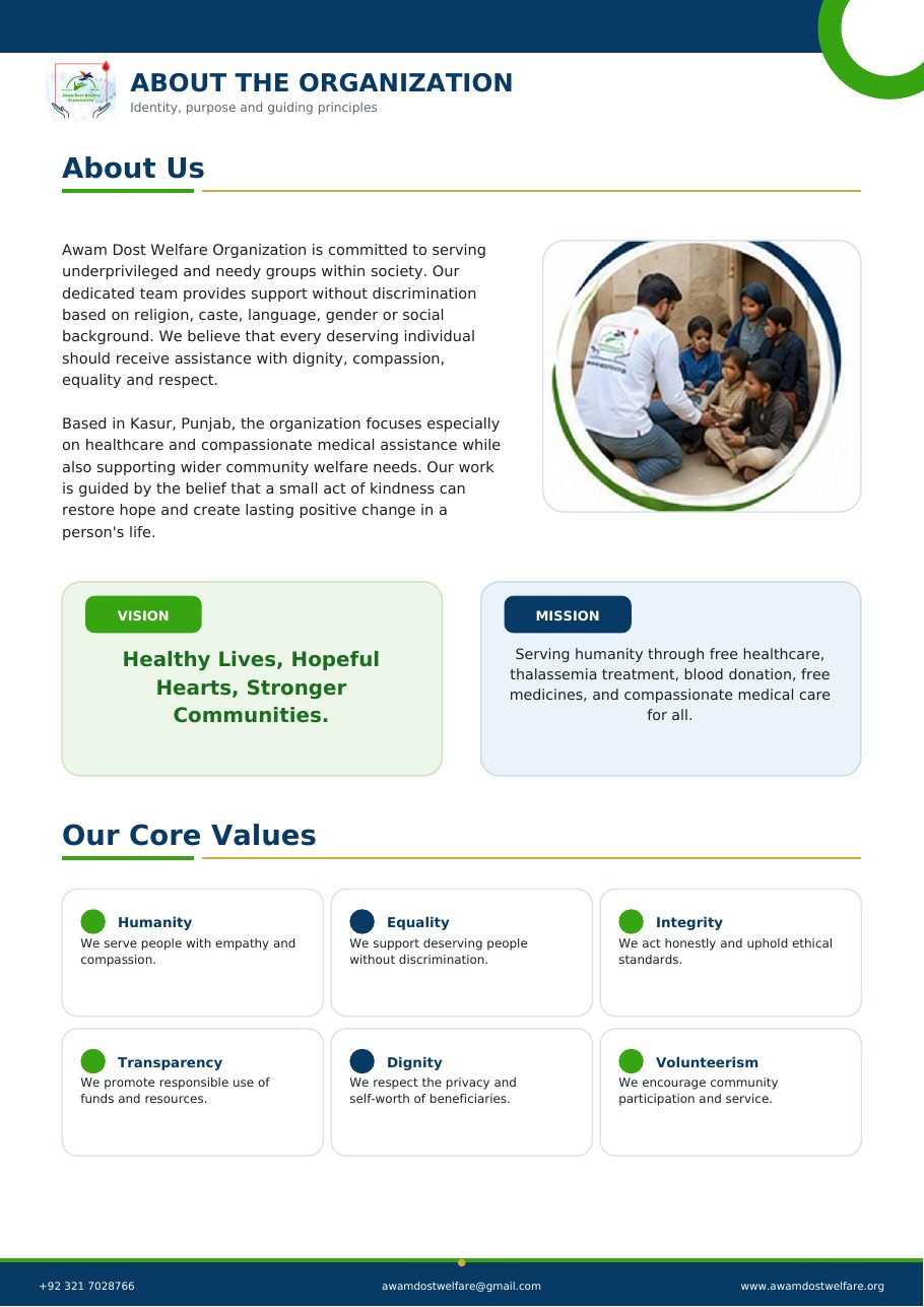 Awam Dost Welfare Organization profile